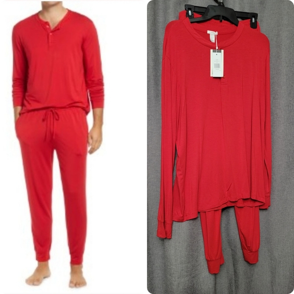 Eberjey Other - Eberjey The Henry Long Pajama PJ Set Red Medium 📸 flaw captured
